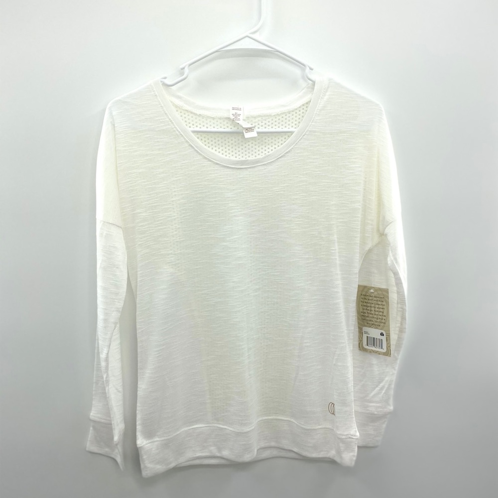 Balance Collection Long Sleeve Mesh Active Wear ‘White’ Top Woman’s Size XSmall